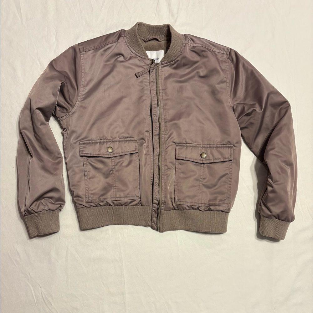Abercrombie Kids unisex taupe bomber jacket size 11/12